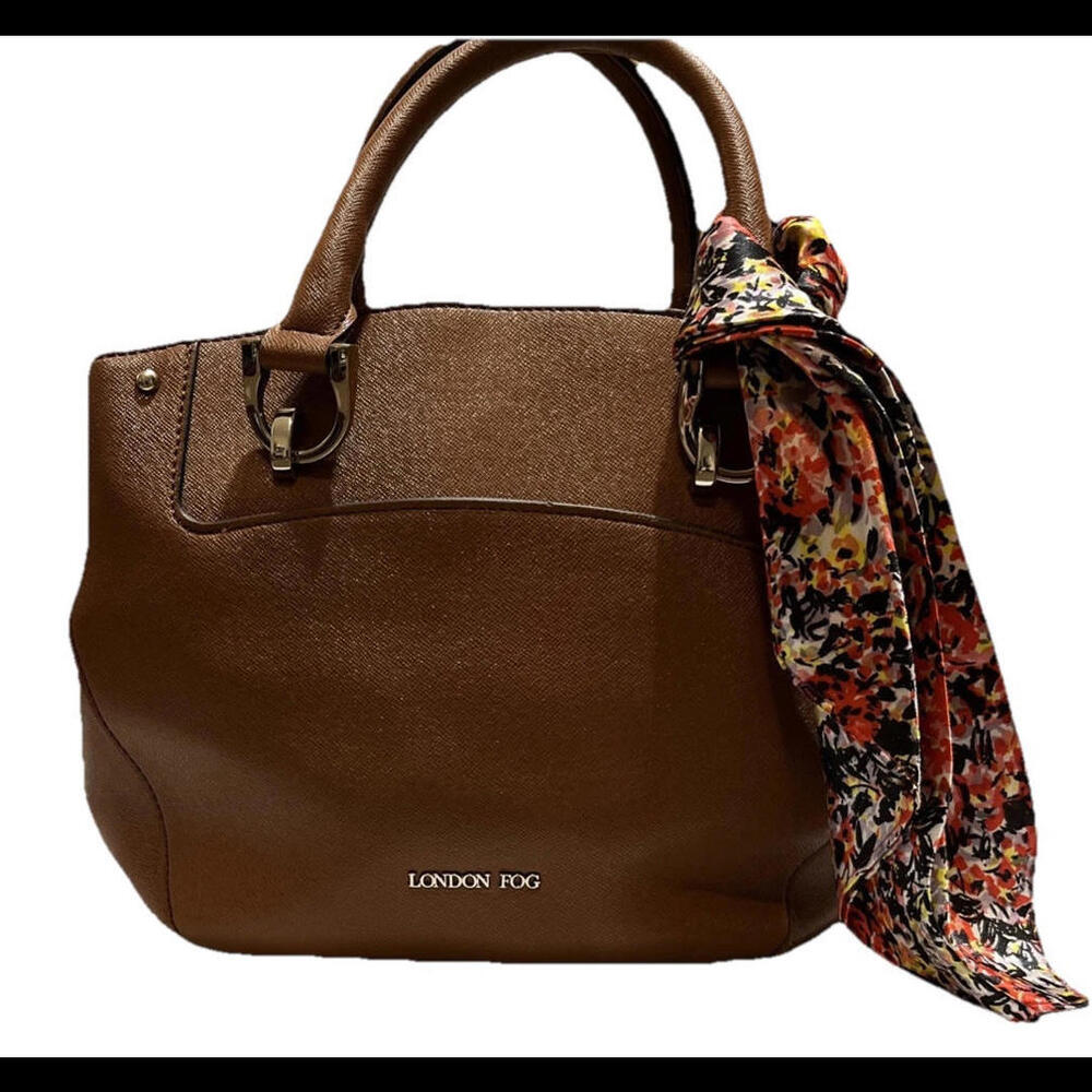 London Fog Wembley Satchel Purse W/ Strap - Scarf - Lots Of Room And Storage